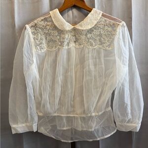 Debcraft 1950s Sheer Nylon Blouse with Rhinestone Details Delicate Details 36